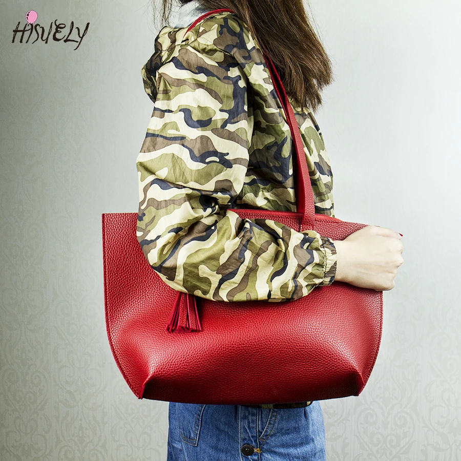 Осенне зимняя женская кожаная сумка брендовая однотонная #39s вместительная