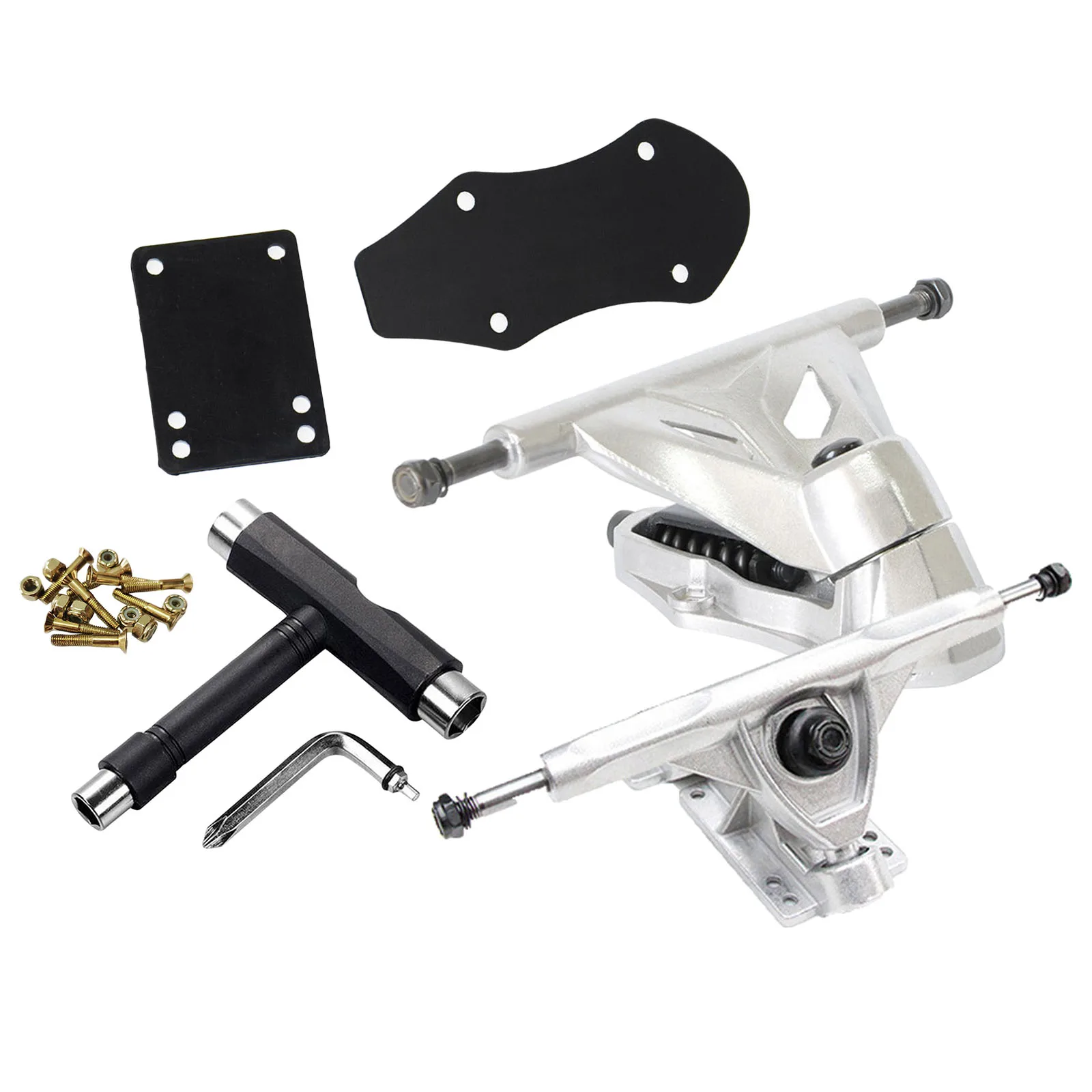 

2Pack Skateboard Trucks Bracket Land Surfboard Longboard Truck 3mm Rise Pads