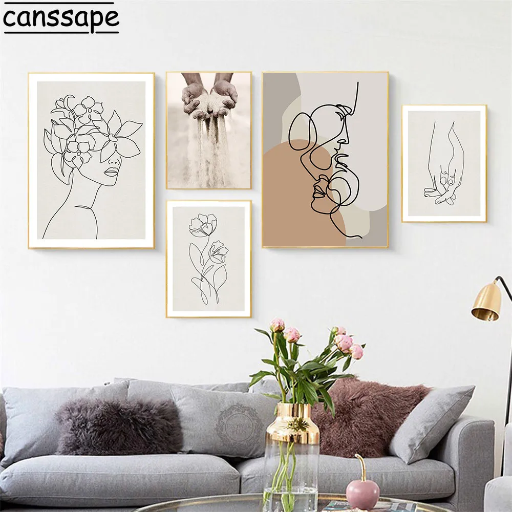 Абстрактная девушка пара Холст художественный плакат с песком пейзаж плакаты и