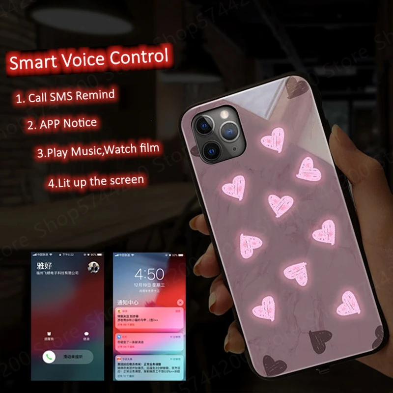 Чехол-накладка для iPhone 12 11 Pro XS MAX SE 7 8 Plus XR со светодиодной подсветкой 6 видов смены