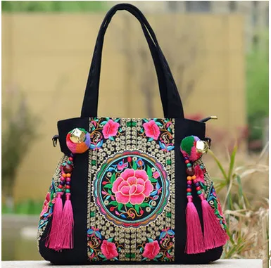 

Fashion Embroidery Multi-use Women Shopping Bags!Nice Floral Embroidered Lady Tassel Shoulder&Handbags Vintage Casual Carrier