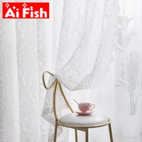 romantic white phoenix jacquard lace with peals tulle curtain for living room voile sheer curtain for kitchen blinds drapes
