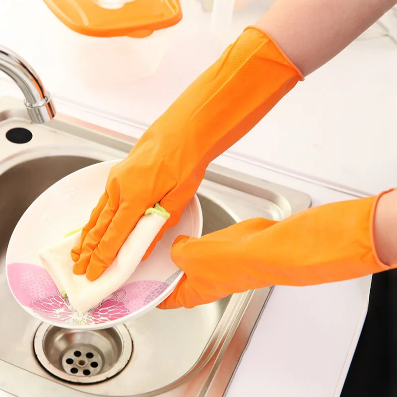 

Long Sleeve Wash Dishes Household Cleaning Gloves Kitchen Waterproof DishWashing Gloves Rubber Bands Gloves Scrub Glove