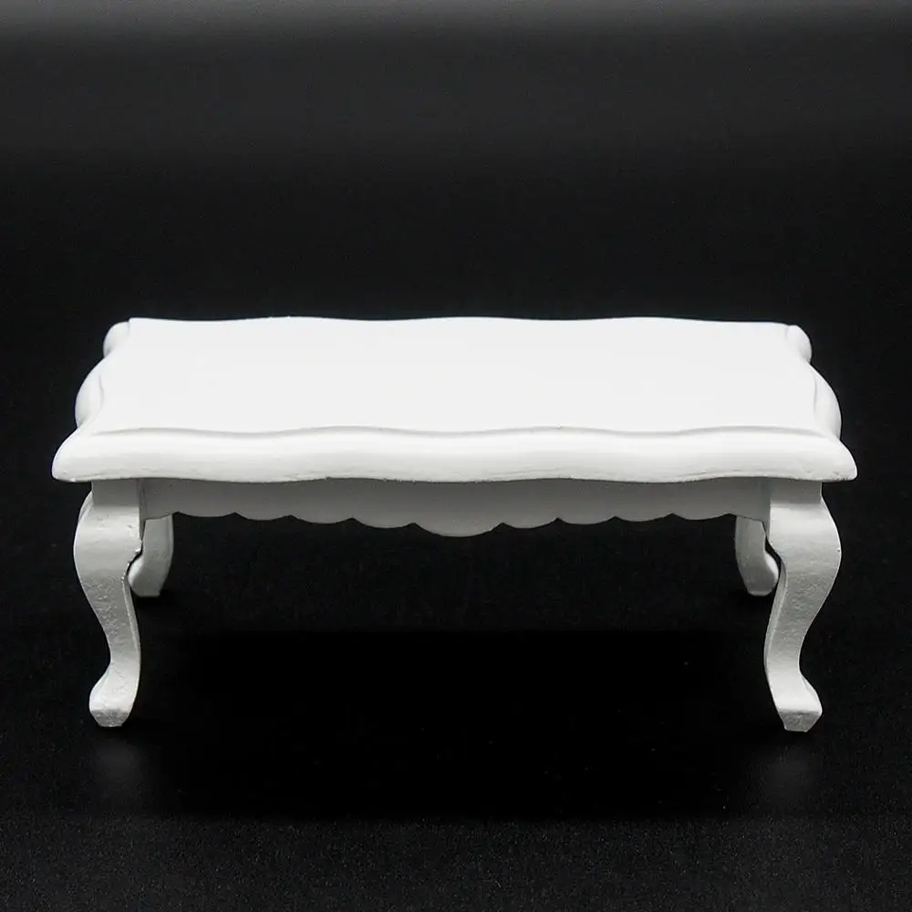 Odoria 1:12 Miniature Wood White Side Table with Wavy Edge Furniture Bedroom Kitchen Dollhouse Accessories Doll House Decoration