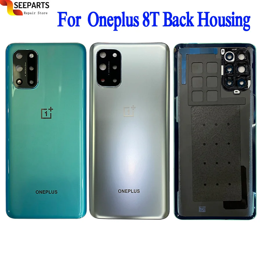 

Original New For OnePlus 8T Battery Cover Back Rear Door 7 Housing Replacement Parts For Oneplus 8T Back housing+Camera Lens
