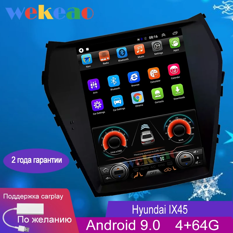 

Wekeao Vertical Screen Tesla Style 10.4'' 1 Din Android Car Dvd Player GPS Navigation Auto Radio For Hyundai IX45 Santa fe 2014+