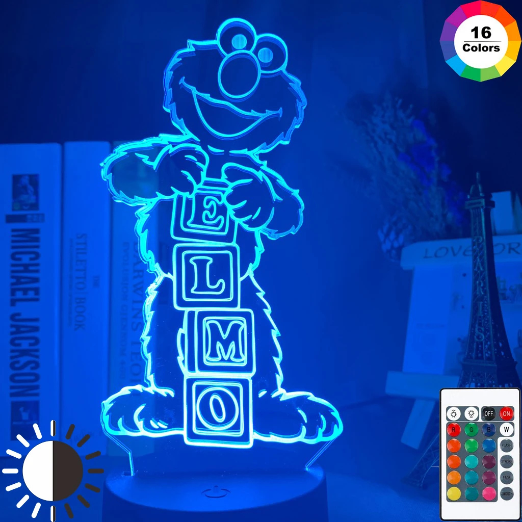 Улица Сезам Muppet Elmo фигурка детский Ночной светильник Led сенсорный сенсор 16 цветов