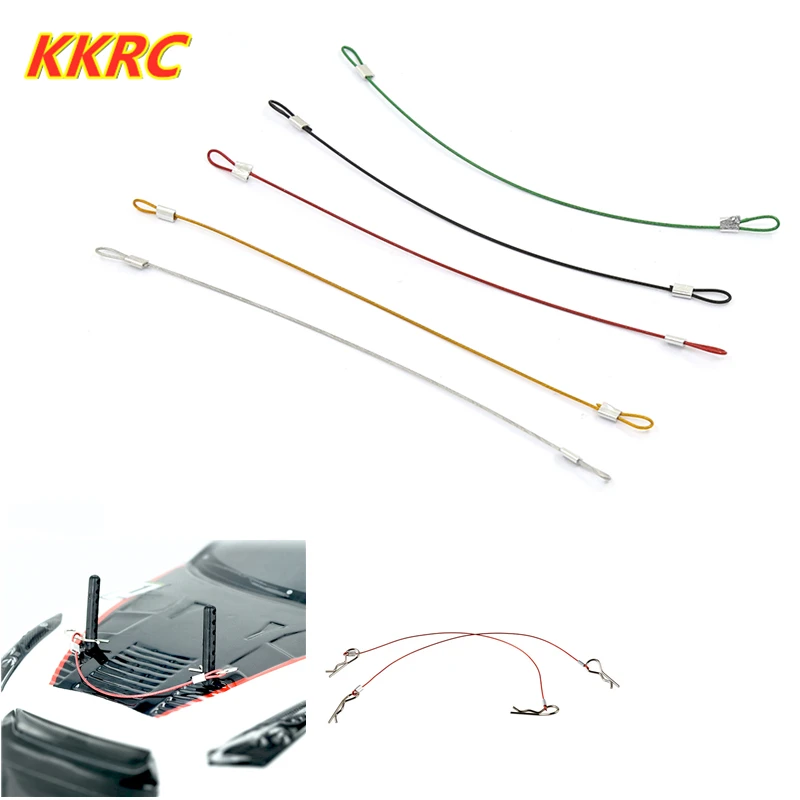 4 шт. стальная проволока с 8 шт. зажимами R-образные штифты Автомобильная оболочка веревка для 1/10 1/8 RC багги Дрифт монстр-Трак гусеничный HPI HSP