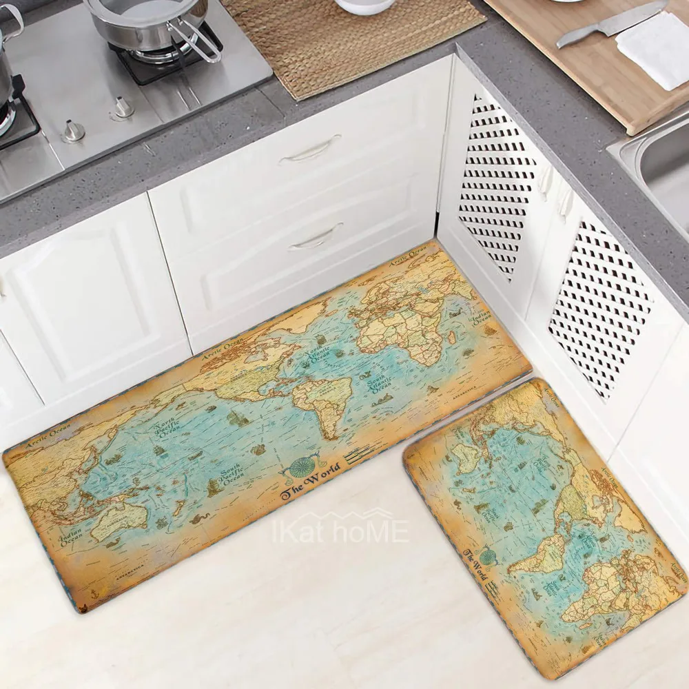 

World Map Carpet Bathroom Living Room Non-Slip Rug Kitchen Mat Long Strip Bedroom Entrance Doormat Dorm Home Floor Decoration