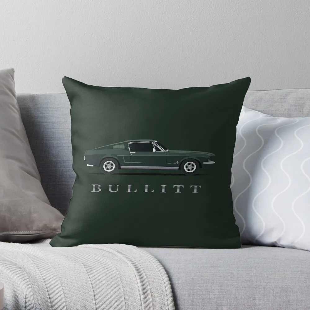 

Mustang Bullitt Throw Pillow Cushion Cover Polyester throw pillows case on sofa home living room car seat decor 45x45cm