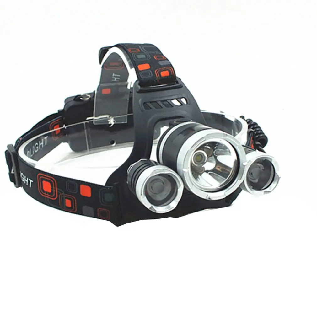 

Hot High Quality T6+XPE 3LED Headlight Aluminum Alloy Glare Rechargeable Headlight Three-light Flashlight High Power Headlamp