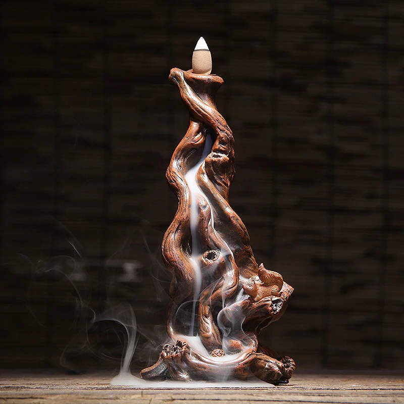 

Tree root powder resin back censer sandalwood aromatherapy furnace living room watch flow clouds creative ornaments WL5291008