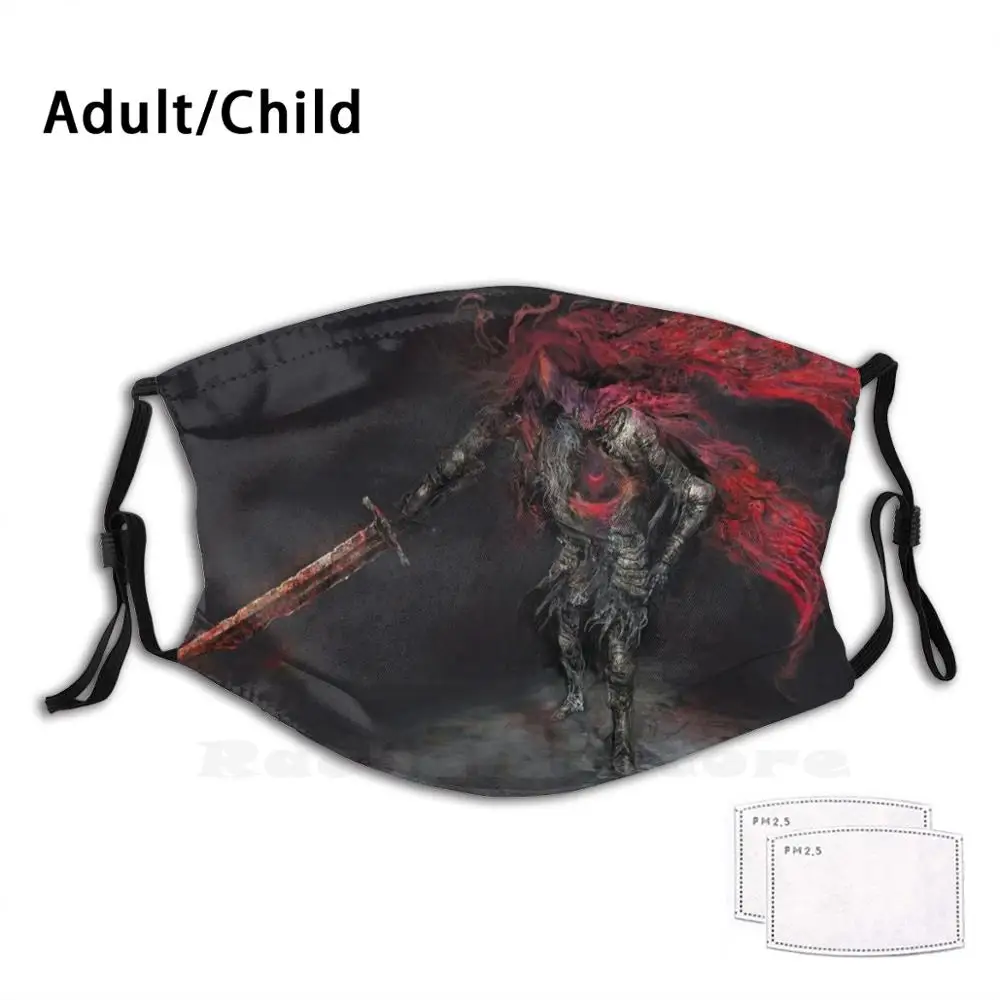 

Gael Concept Art Funny Print Reusable Filter Face Mask Dark Souls Slave Knight Knight Gael Ringed City Concept Art Red Hood