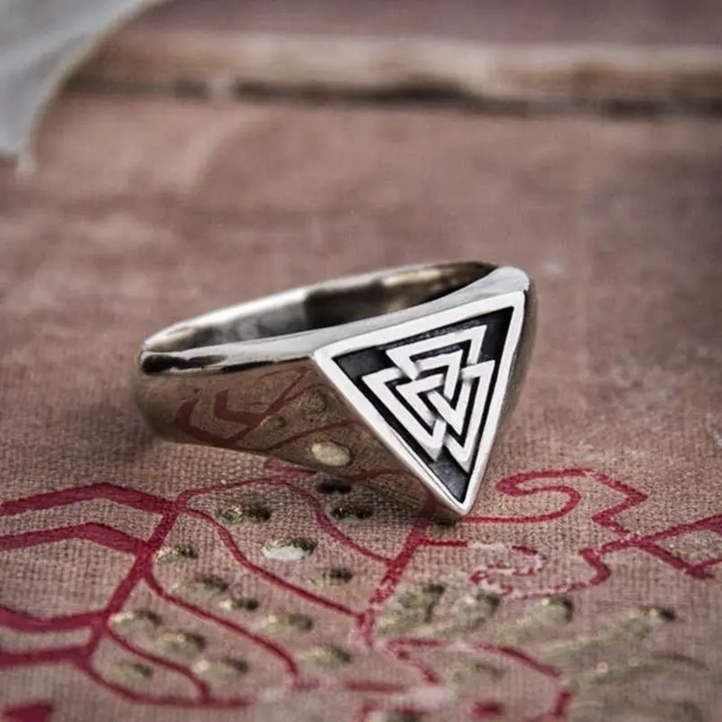 

Minimalism Valknut Triangle Symbol Stainless Steel Signet Ring Nordic Runes Protection Amulet Rings Viking Jewelry