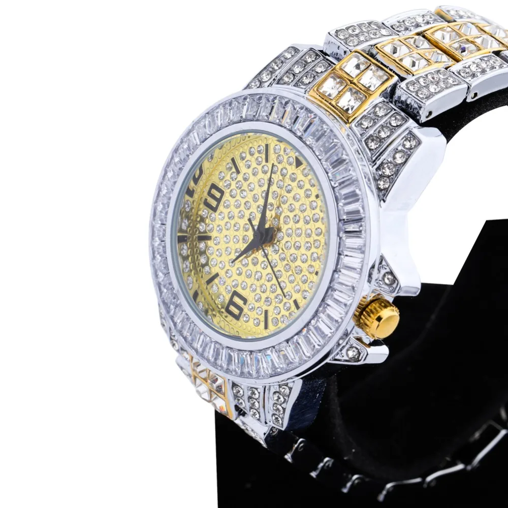 GUCY AAA ICED OUT хип-хоп наручные часы с микро pave CZ браслет из нержавеющей стали Прямая поставка