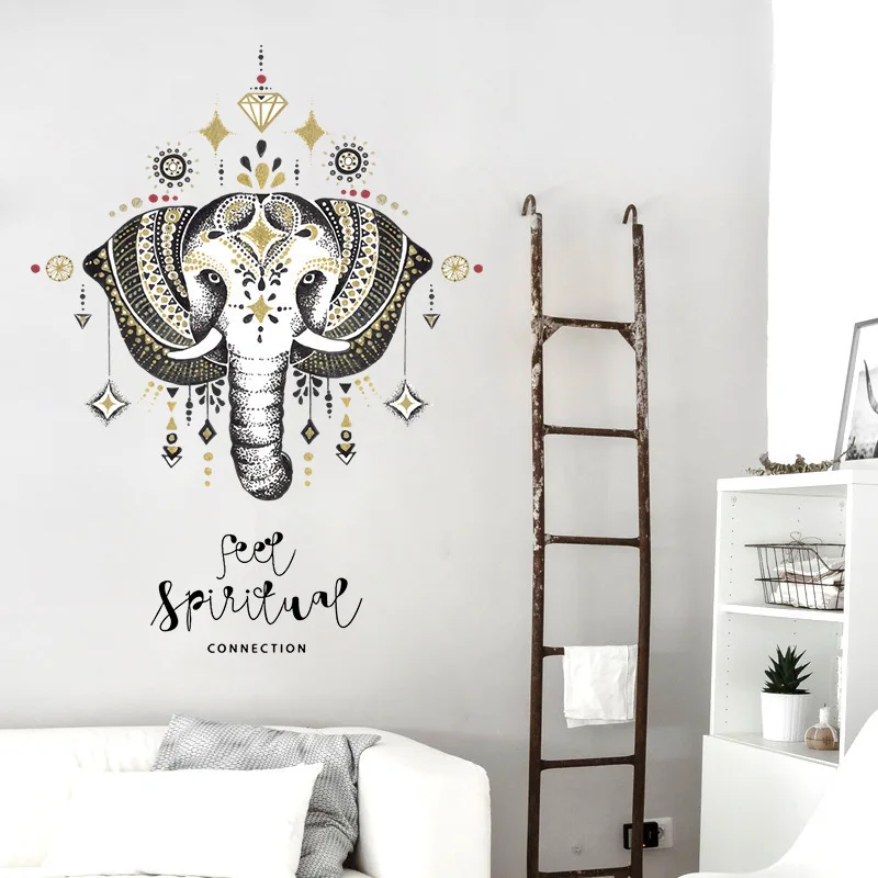 

Elephant Head Pattern Wall Stickers For Shop Office Home Decoration Diy Animals Mural Art Living Room Bedroom Wall Decal