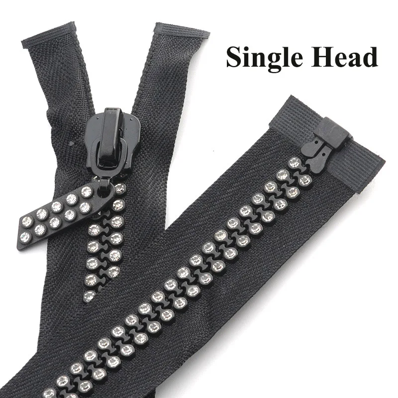 single head 1 шт. 10#60/70/80 см один двойной слайдер смолы застежка-молния с открытым концом сумки с бриллиантами Костюмы Декор швейная молния ремесла домашнего декора аксессуары - Цвет: single head