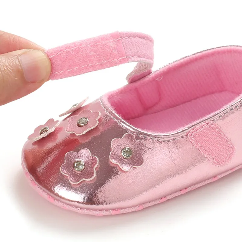 

Baby Girl Flower Design Anti-Slip Casual Sneakers Solid Toddler Soft Soled Walking Shoes 0-18M