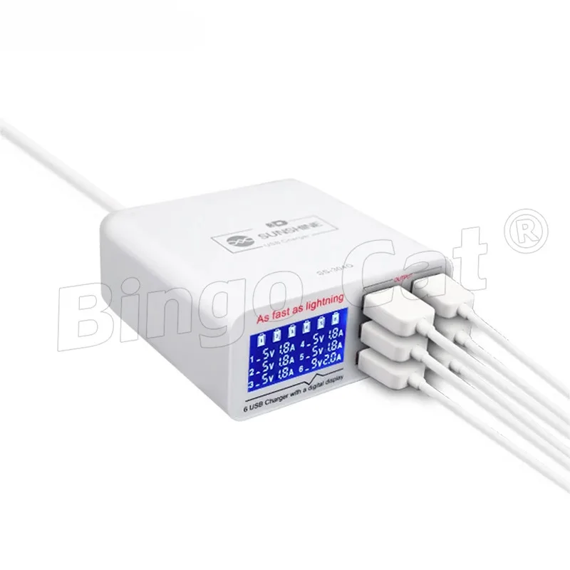 Зарядное устройство USB с 6 USB-портами и ЖК-дисплеем 2 4 А | Мобильные телефоны