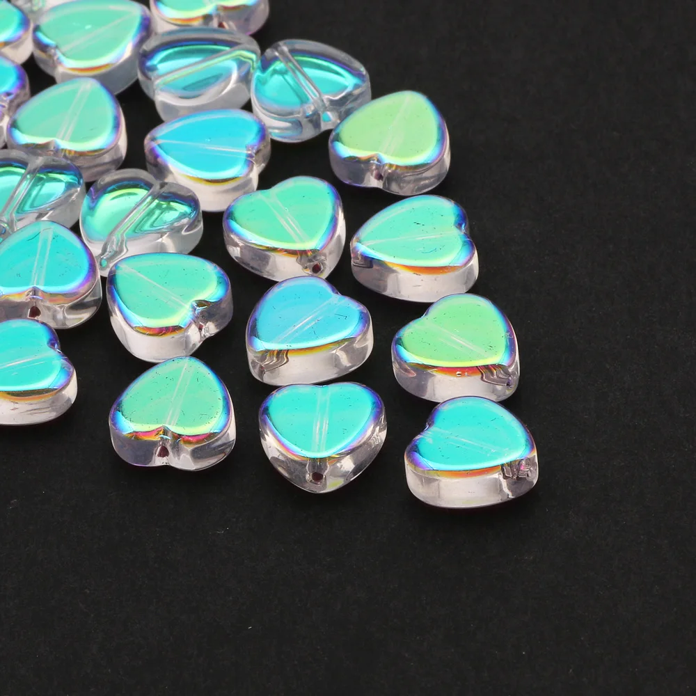

Fashion AB Color Love Heart Glass Beads Loose Spacer Beads Accessories For Jewelry Making Diy Necklace Bracelet Earings Supplies