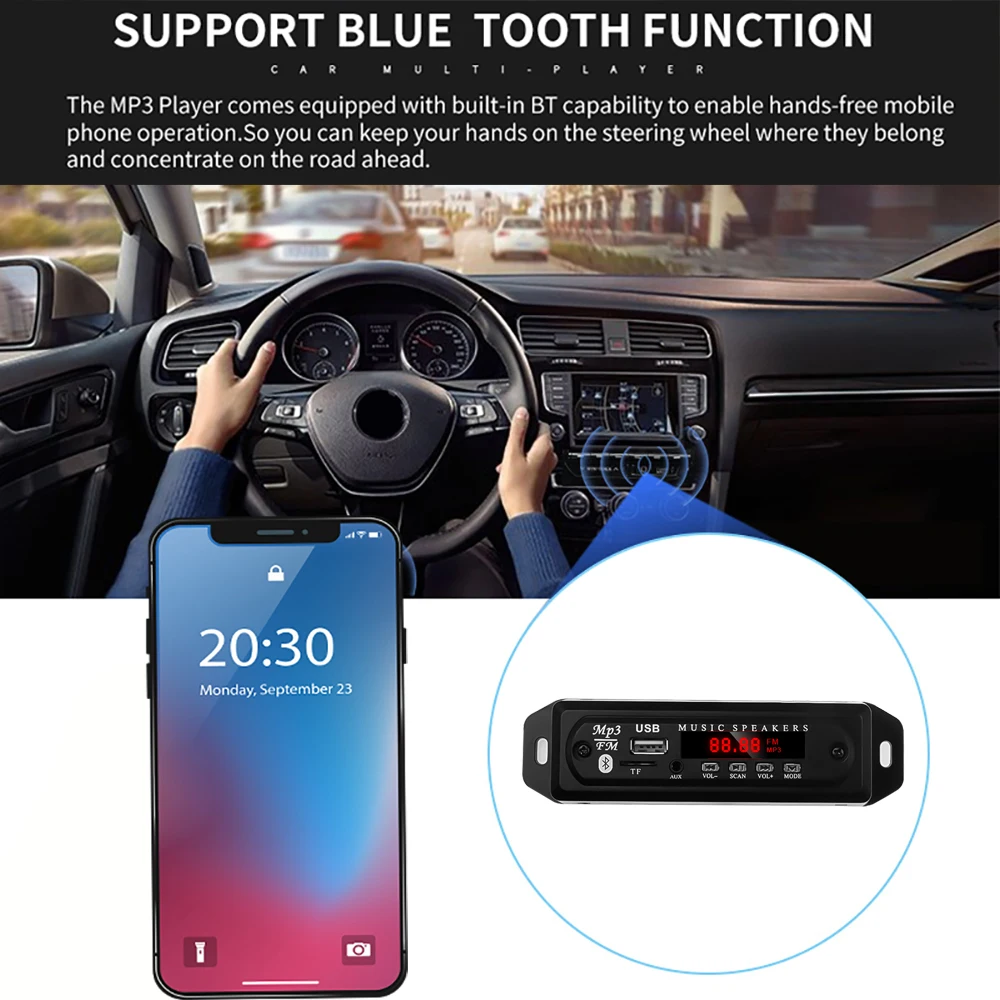 KEBIDU 12V Bluetooth MP3 Decoder Board USB TF FM Radio Player Module 3.5 mm AUX Audio Wireless Car kit | Электроника