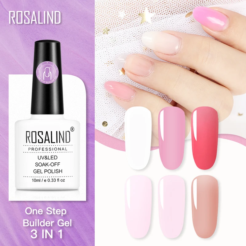 ROSALIND Гель лак для ногтей одношаговый строитель гель поли один шаг наращивания
