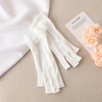 womens knitted silk half glove thin finger gloves soft lace mulberry silk sun protection