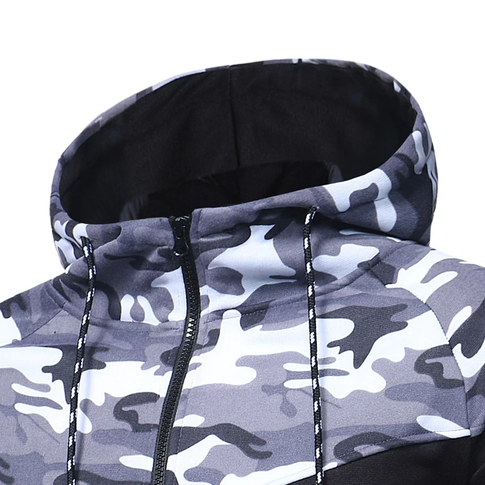 

Stylish Bar Men Track Suit Hooded Jacket Sweatsuit Sports Suits New Sportwear Men's Jogger Set Camouflage Tracksuit Men Clothes