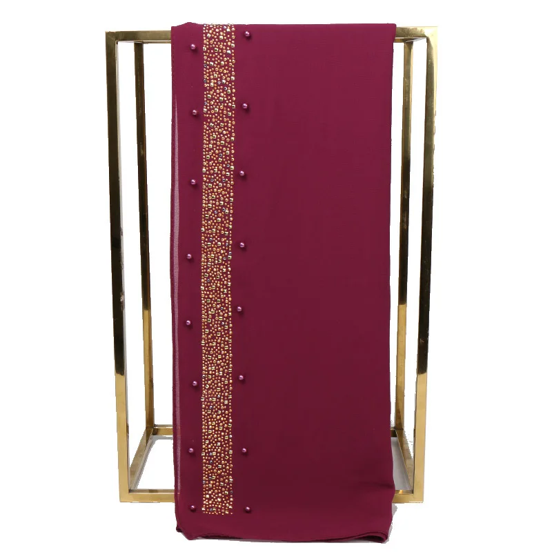 Новинка 2019 шифоновый шарф со стразами хиджаб для исламского однотонного