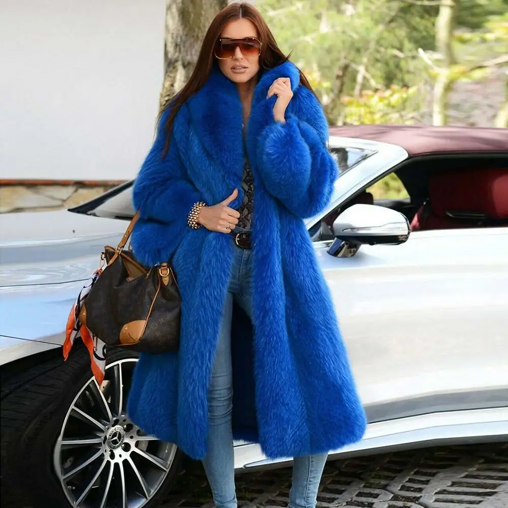 100cm coat length Новое натуральное пальто из натурального Лисьего меха зимняя женская длинная стильная натуральная меховая куртка женская качественная натуральный мех лисы пальто - Цвет: 100cm coat length