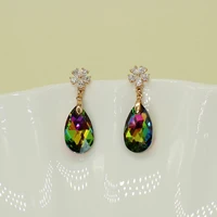 elegant ladies crystal waterdrop geomety earrings cubic zirconia ear studs for women girls fashion jewelry christmas xmas