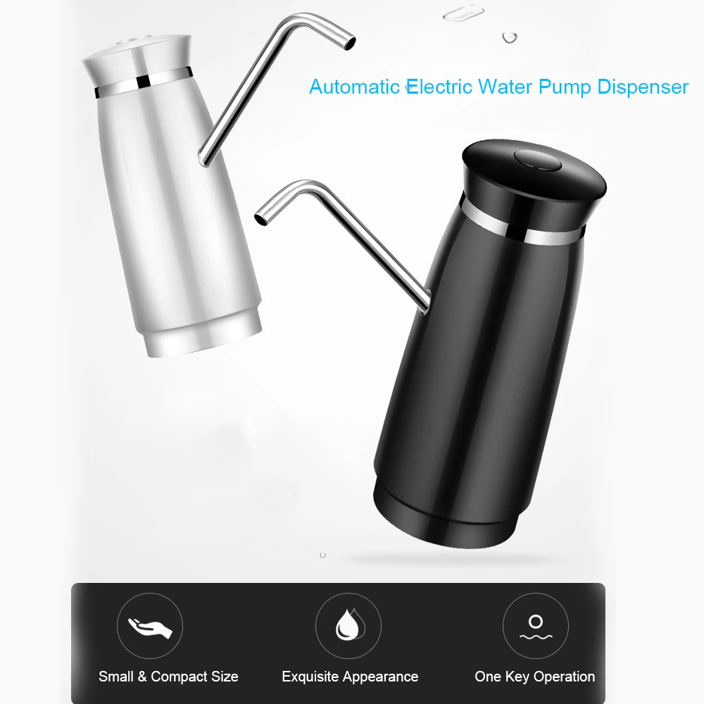 Home Office Portable Automatic Electric Water Pump Drinking Bottle Switch USB Rechargeable Machine Black/White | Дом и сад