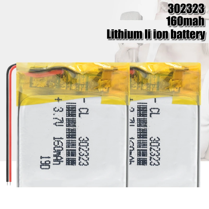 

302323 160mAh 3.7V lithium polymer battery, Bluetooth MP3 MP4 Smart Watch wireless card audio recorder Rechargeable Li-ion Cell