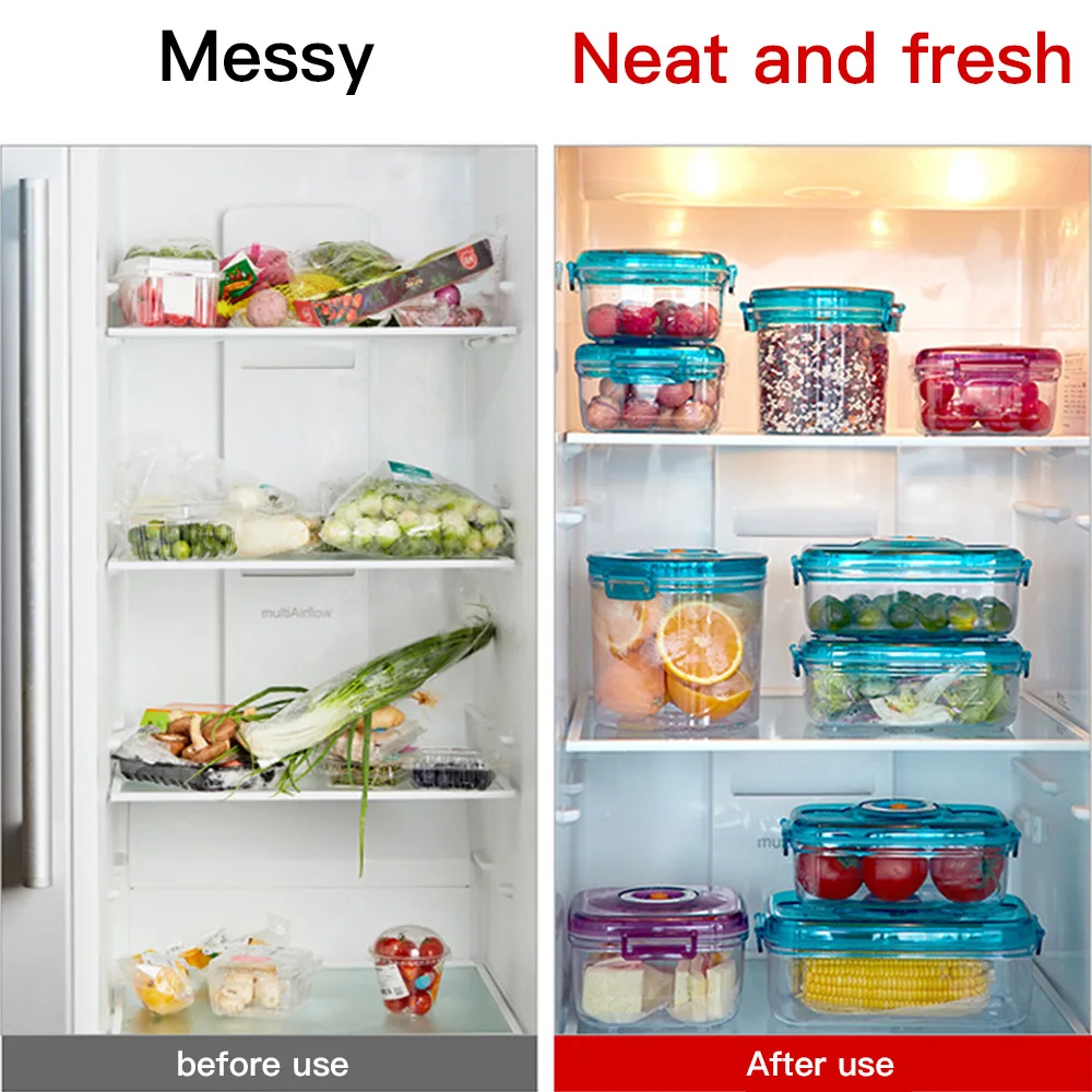 

Kitchen Vacuum Container Large Capacity Food Vacuum Storage Box Square Plastic Containers With Pump Vacuum Sealer 700/1100ML