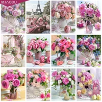 5d diamond painting pink rose flower french iron diamond embroidery cross stitch kits mosaic drill landscape home decor gifts