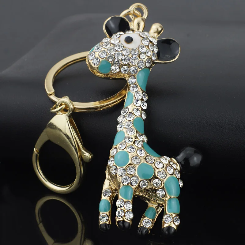 Сумка для ключей Dormon с синим эмалированным кристаллом и рисунком жирафа брелок