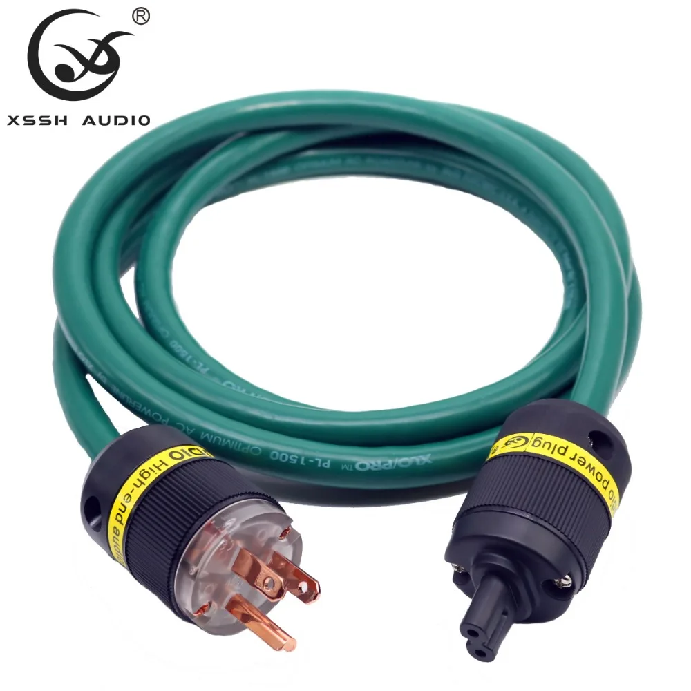 

XSSH audio US AC 8 figure 2 pins power cord cable american audio CD amplifier amp 3 core OFC copper shielding ground wire