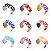 25mm hollow out kc gold silver colour finish tress cuff metal manchettes bracelet fashion removable leather jewelry for womens
