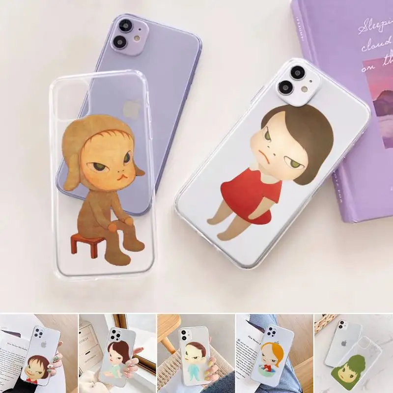 

cartoon Yoshitomo Nara Phone Case Transparent for iPhone 11 12 6 7 8 Pro X XS Max XR Plus Silicone Soft TPU Clear mobile bags