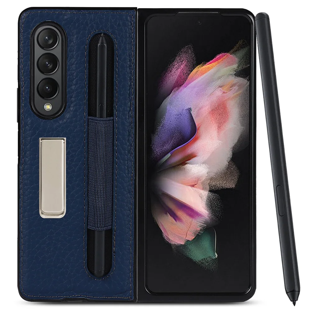 

Чехол из натуральной кожи для Galaxy Z Fold 3 5G W22, защитный чехол с S Pen для Samsung Galaxy Z Fold3, чехол с держателем для телефона