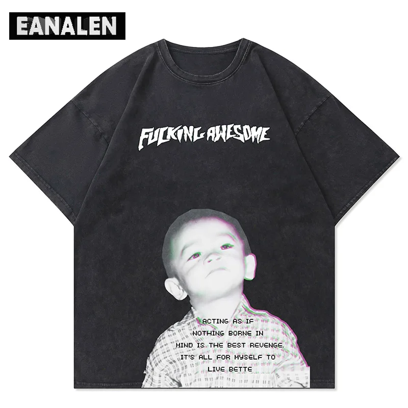 

Harajuku Vintage kids graphic short-sleeved T-shirt men's oversized punk streetwear pop music T-shirt women's Grunge