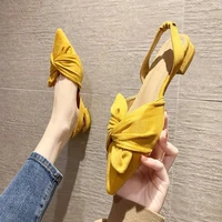 2021 summer new pointed toe low heeled womens sandals korean fashion thick heeled comfortable womens shoes