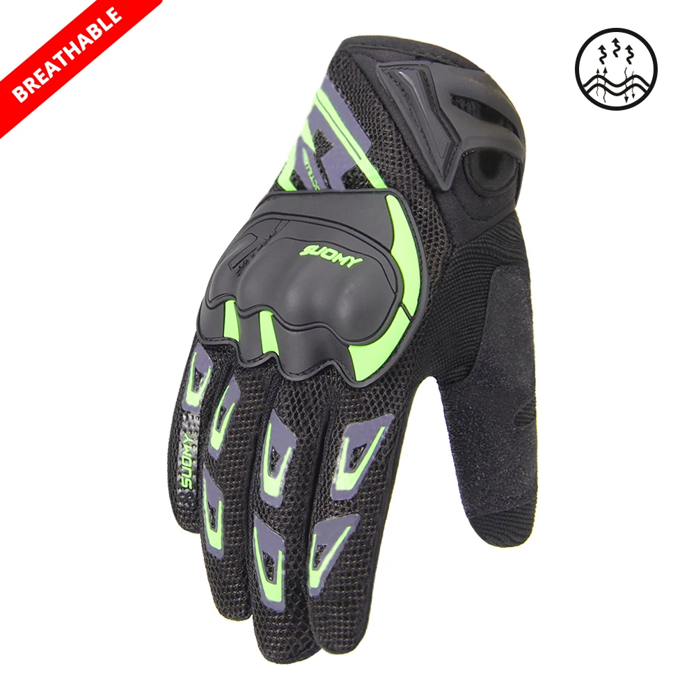 SU-11 GN Breathable SUOMY Motorcycle Gloves Men Waterproof Windproof Winter Guantes Moto Gloves Touch Screen Motorbike Riding Gloves - Color: SU-11 GN Breathable