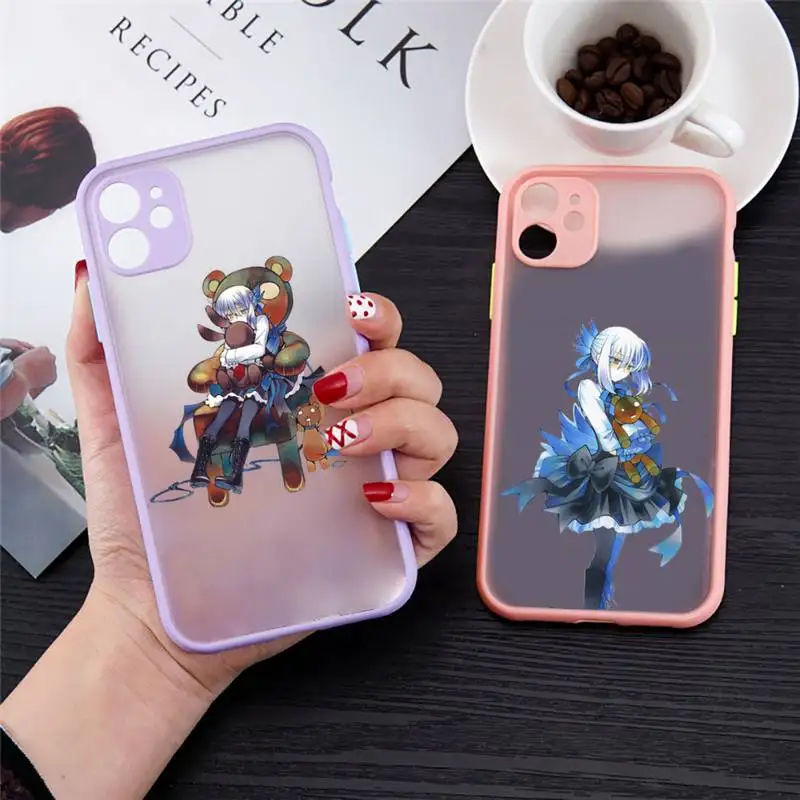 

Anime Pandora Hearts Phone Case For iPhone 13 12 11 Mini Pro XR XS Max 7 8 Plus X Matte transparent Purple Back Cover