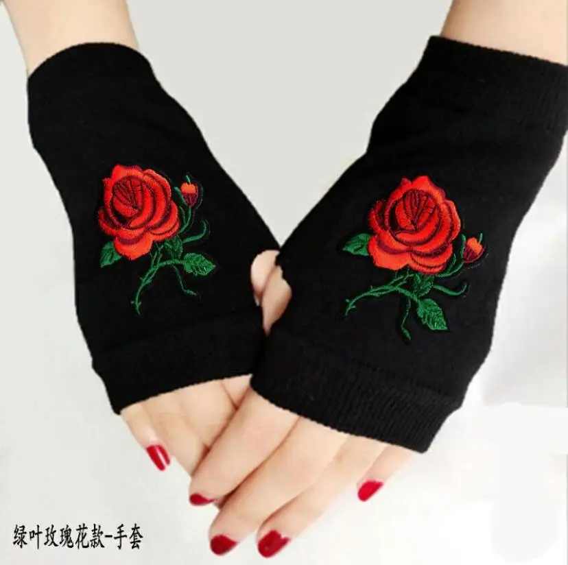 Осенне зимние Новые Вязаные перчатки с цветком розы|Женские перчатки| |