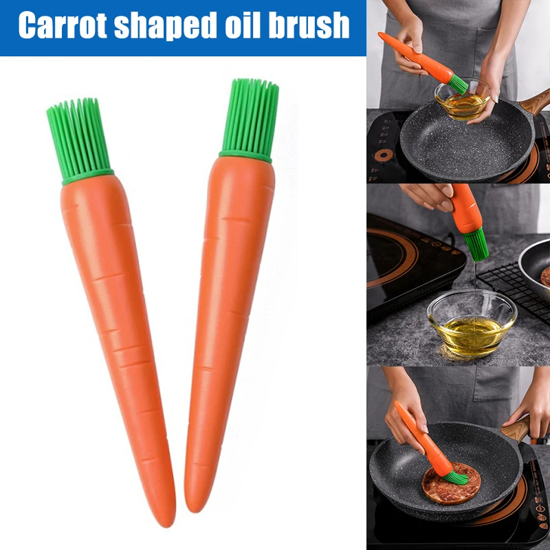 

2 PCS Simulated Carrot Silicone Oil Brush Heat Resistance Non-Stick 3D Stereo Cartoon Brush BBQ Accessory Kitchen Gadget F2