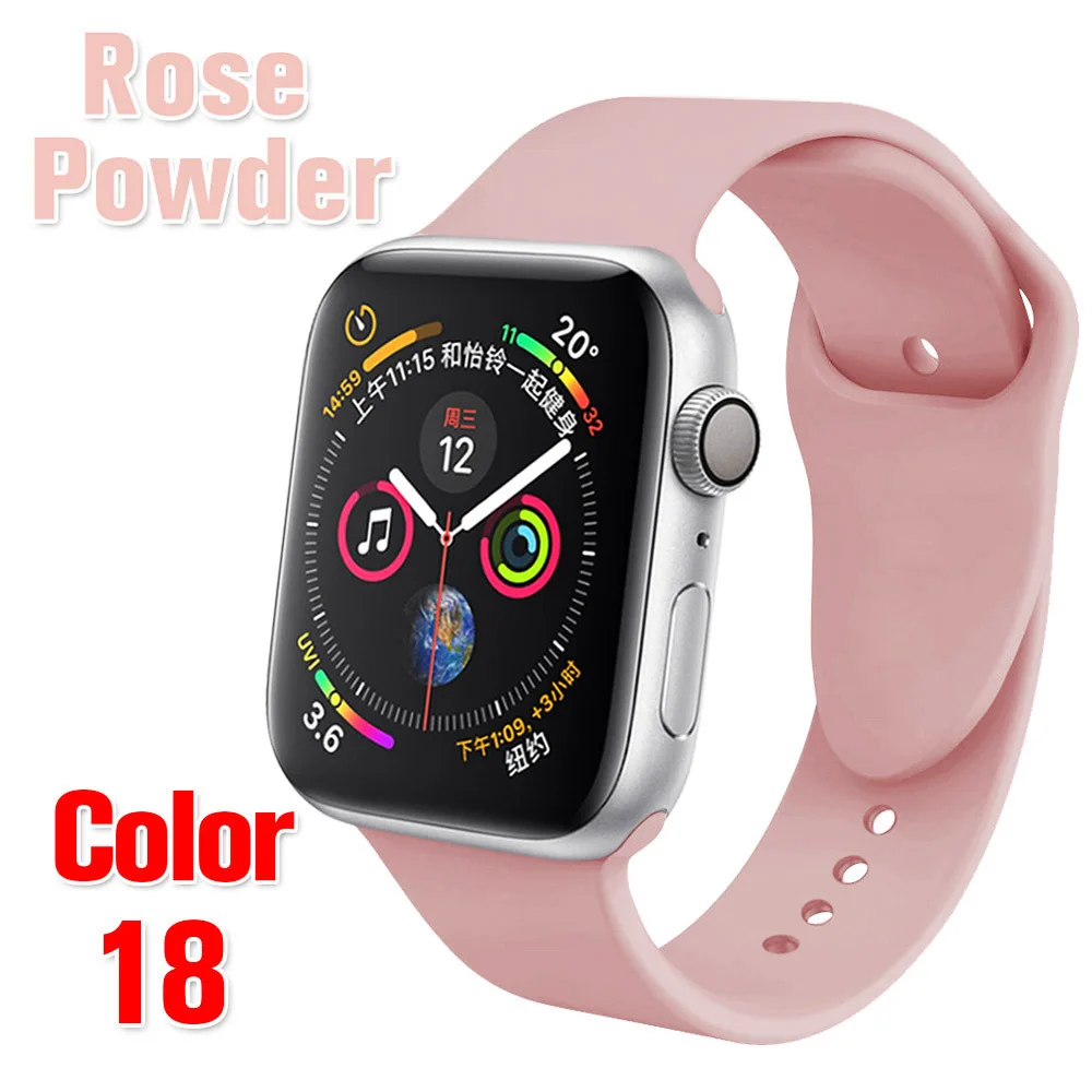 Ремешок для Apple Watch 5 4 3 2 1 силиконовый спортивный браслет для часов Apple Watch 44 мм 40 мм 42 мм 38 мм Ror IWatch band
