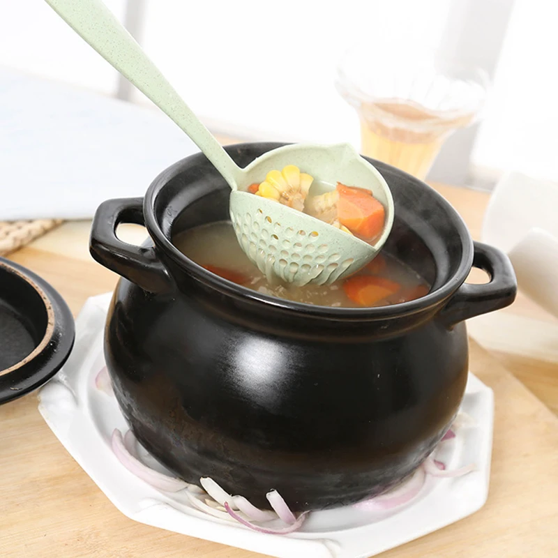 Household Spoons Kitchen Wheat Straw Soup Spoon Colander Two-in-one Protection Tableware Multi-function Hot Pot Dual-use | Дом и сад