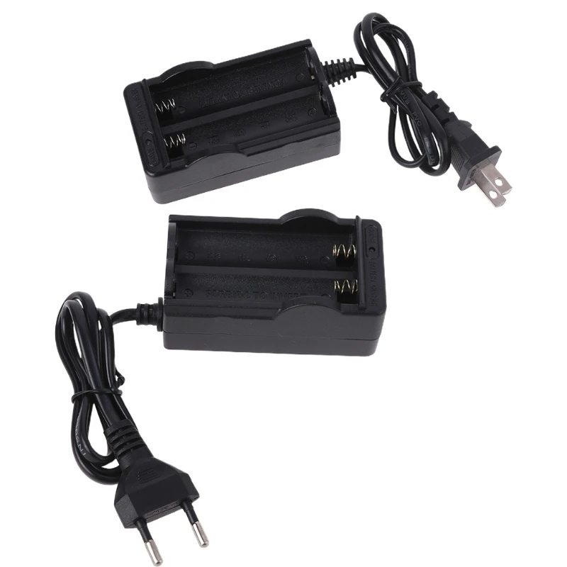

AC 110-240V 18650 4.2V Rechargeable Li-ion Dual Battery Charger EU/USTravel Battery Charger Power Adapter LED Indicate