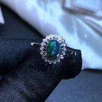 2021 new style flashing natural black opal ring for women jewelry natural black opal real 925 silver fine fireworks girl gift
